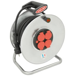 Enrouleur de câble électrique galvanisé avec 4 prises - 33 m