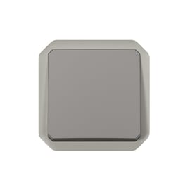 Poussoir NO étanche avec enjoliveur PLEXO - 10 A - gris