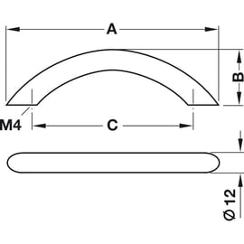Poignée de meuble coudé en aluminium entraxe 160 mm