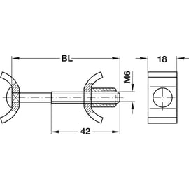 Ferrure d'assemblage pour plan de travail standard longueur 65 mm