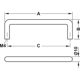 Poignée de meuble inox forme D entraxe 160 mm