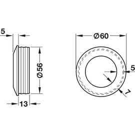 Poignée de meuble coquille aluminium diamètre 60 mm