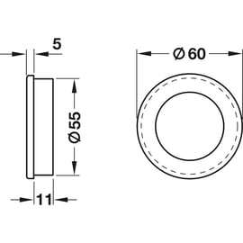 Poignée cuvette bois hêtre naturel diamètre 60 mm