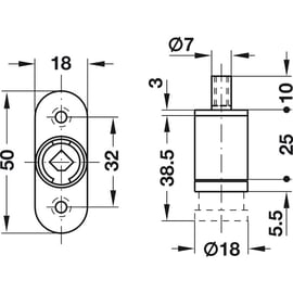 Serrure de meuble 234.65.600 à pression sans cylindre