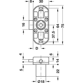 Serrure de meuble 1 point SYMO sans cylindre axe 15 mm droite