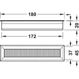 Passe câble à encastrer alliage zingué rectangulaire 45 x 180 mm argent