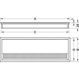 Passe câble à encastrer alliage zingué carré 120 x 120 mm argent