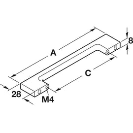Poignée de meuble forme D alliage zingué aspect titane entraxe 192 mm
