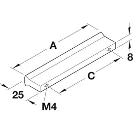 Poignée de meuble traverse aluminium entraxe128 mm
