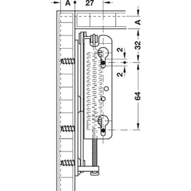 Ferrure de relevage pour relevant hauteur intérieur de meuble 300 à 600 mm droit