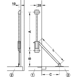 Compas à frein réglable Star Stop longueur 241 mm gauche