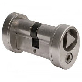 Cylindre 2 entrées inox avec triangle pompier de 14 mm affleurant 30 x 30 mm