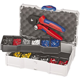 Pince à sertir avec assortiment de cosses pour embouts de câbles 9 outils en coffret