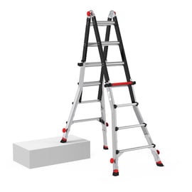 Échelle FLEX-UP+ pliable avec pieds réglables 4 marches et 4 échelons hauteur de travail 4,98 mètres