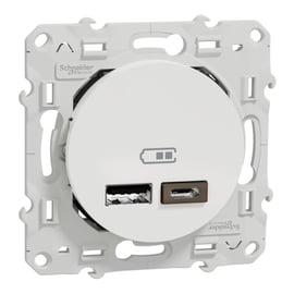 Prise double USB A et C ODACE - 5 Vcc - 2,4A - blanc