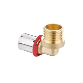 Coude pour tube PER - 90° - mâle fixe - à sertir