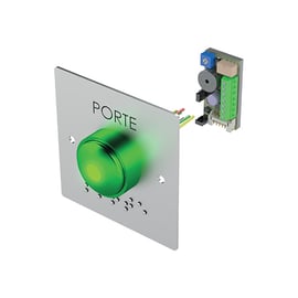 Bouton poussoir champignon PB22M_BBL sur plaque large avec braille 80 x 80 mm