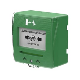 Déclencheur manuel SHOKV2FR vert 2 contacts NO+NC