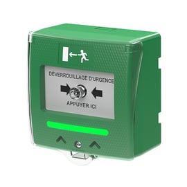 Déclencheur manuel SHOKV3FR vert 2 contacts NO+NC Buzzer et voyant