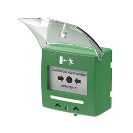 Déclencheur manuel SHOKV4FR vert 2 contacts NO+NC Buzzer Voyant Détecteur d'ouverture