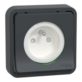 Prise de courant étanche MUREVA STYL - 2P+T - 16 A - 250 V - gris anthtracite