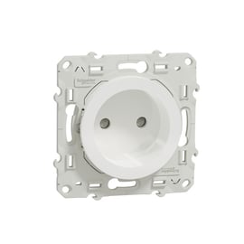 Prise de courant 2P ODACE - connexions à vis - 16 A - 250 V - blanc