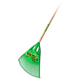 Balai à gazon plastique XL 27 dents avec manche bois - 65 cm