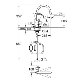 Mitigeur monocommande d'évier BauLoop chromé bec haut mousseur extractible