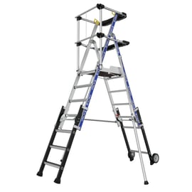 Plateforme SHERPASCOPIC avec garde corps lisse 5/7 marches hauteur de travail 3,14-3,61 mètres