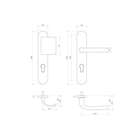 Ensemble palière sur grande plaque LOGIO argent clé I