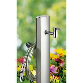 Borne de jardin STEELO chromée 1 robinet  + tuyau
