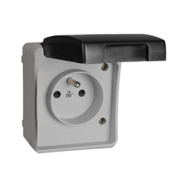 Prise fixe étanche 2P+T (français), 16A 250V~. IP44 de surface