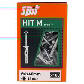 Cheville à frapper HIT-M P douille plate avec vis tête cylindrique zingué - 6 x 39 mm - boîte de 100