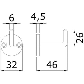 Patère 1 tête sur platine inox