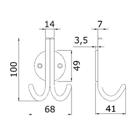 Patère 2 crochets inox platine ronde