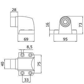 Butoir de porte renforcé à ressort et magnétique 4 points de fixation blanc