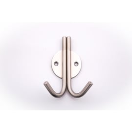 Patère 2 crochets inox platine ronde