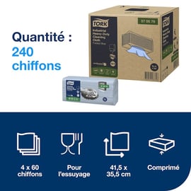 Chiffon de nettoyage industriel ultra-résistant bleu W4 - 60 chiffons