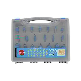 Coffret de 20 mèches de défonceuse carbure - queue 8 mm