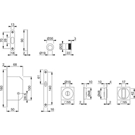 Serrure pour porte coulissante intérieure SET 1 4921