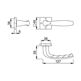 Béquille double sur rosace carrée NEW-YORK