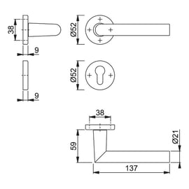 Ensemble sur rosace AMSTERDAM aluminium