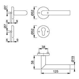 Ensemble sur rosace UTRECHT inox F69