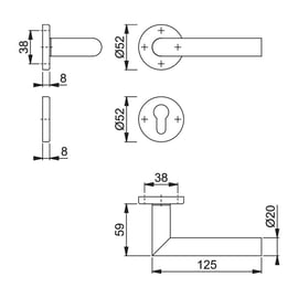 Ensemble sur rosace AMSTERDAM inox finition laiton satiné