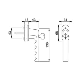 Poigné de fenêtre à clé HAMBURG