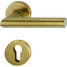 Ensemble sur rosace AMSTERDAM inox finition laiton satiné