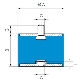 Butée cylindrique RADIAFLEX fixation mixte - D.20 mm - Charge de pression maximale : 350 N - 520015