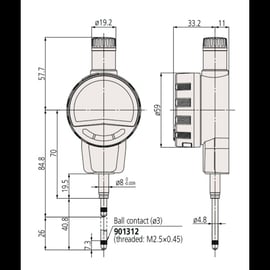 Comparateur digital ID-C - Capacité de mesure : 25,4 mm - Précision : 0,003 mm - Résolution : 0,0005 mm - Dos plat