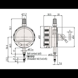 Comparateur digital ID-C - Capacité de mesure : 12,7 mm - Précision : 0,003 mm - Résolution : 0,0005 mm - Dos plat