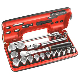 Coffret de 21 douilles et accessoires 1/2" DBOX avec cliquet étanche SL.DBOX1PB